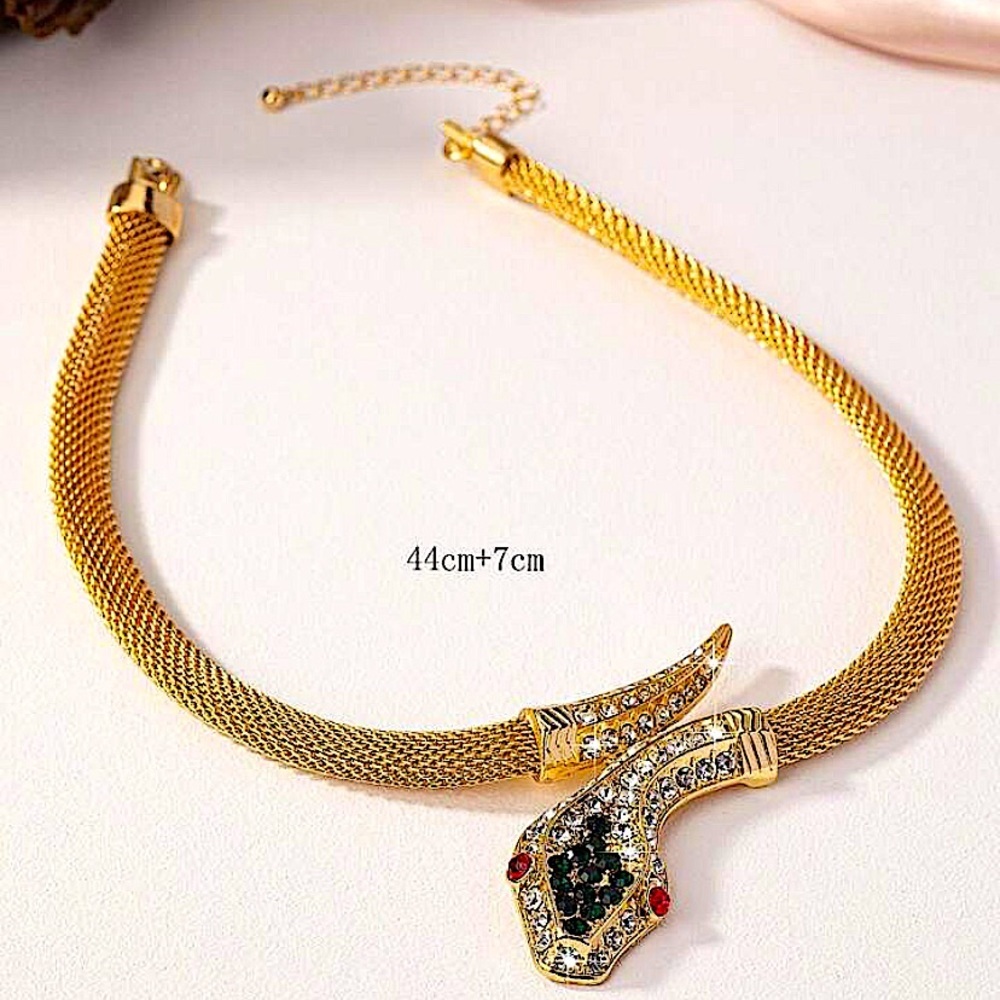 Rhinestone Snake Necklace Choker, Unique Creative Lightweight Luxury Necklace - Picture 10 of 10
